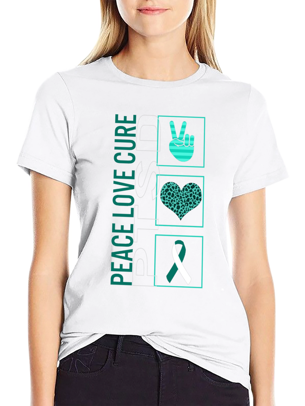 Peace Love Cure PTSD Awareness T-Shirt