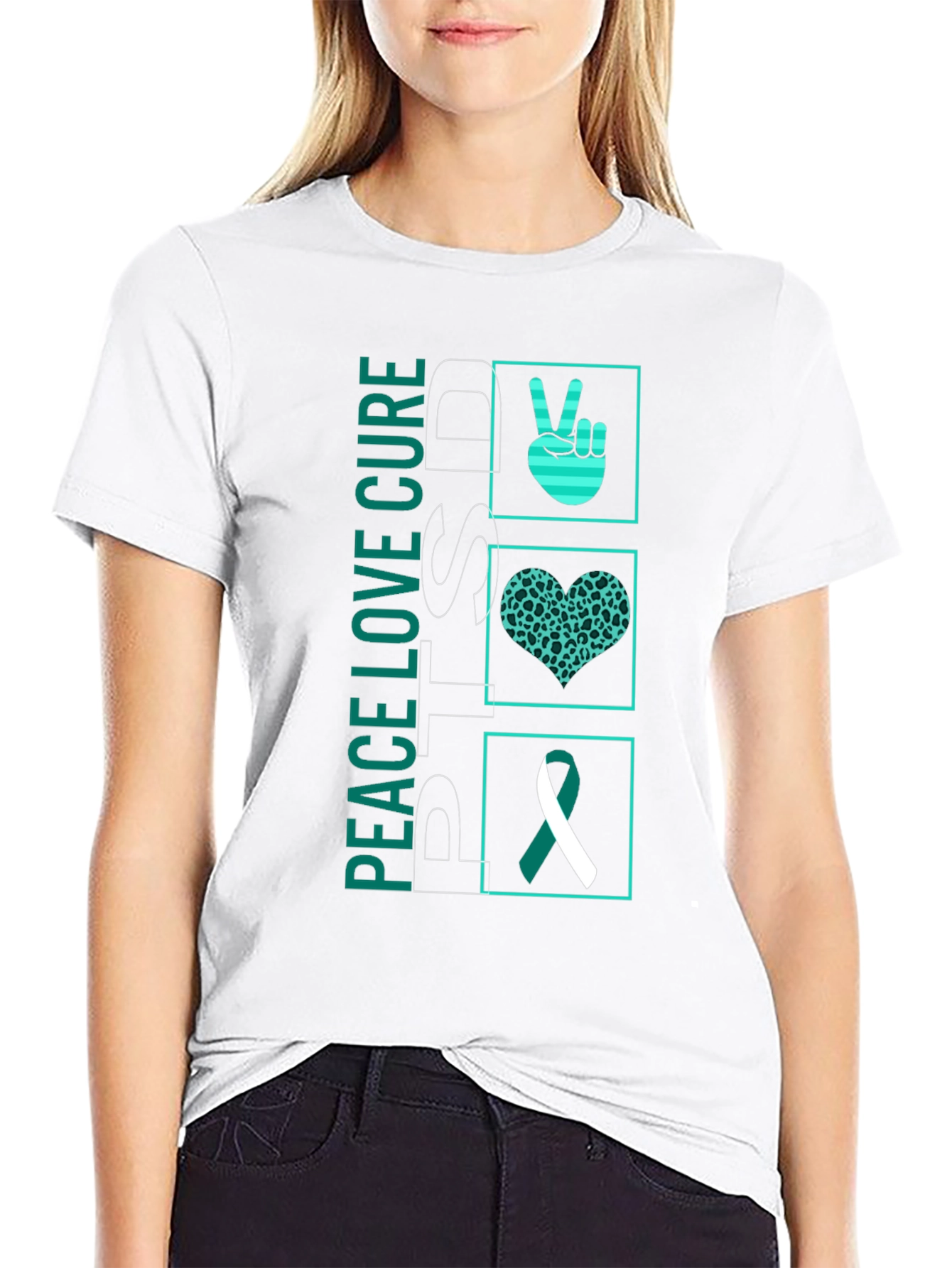 Peace Love Cure PTSD Awareness T-Shirt