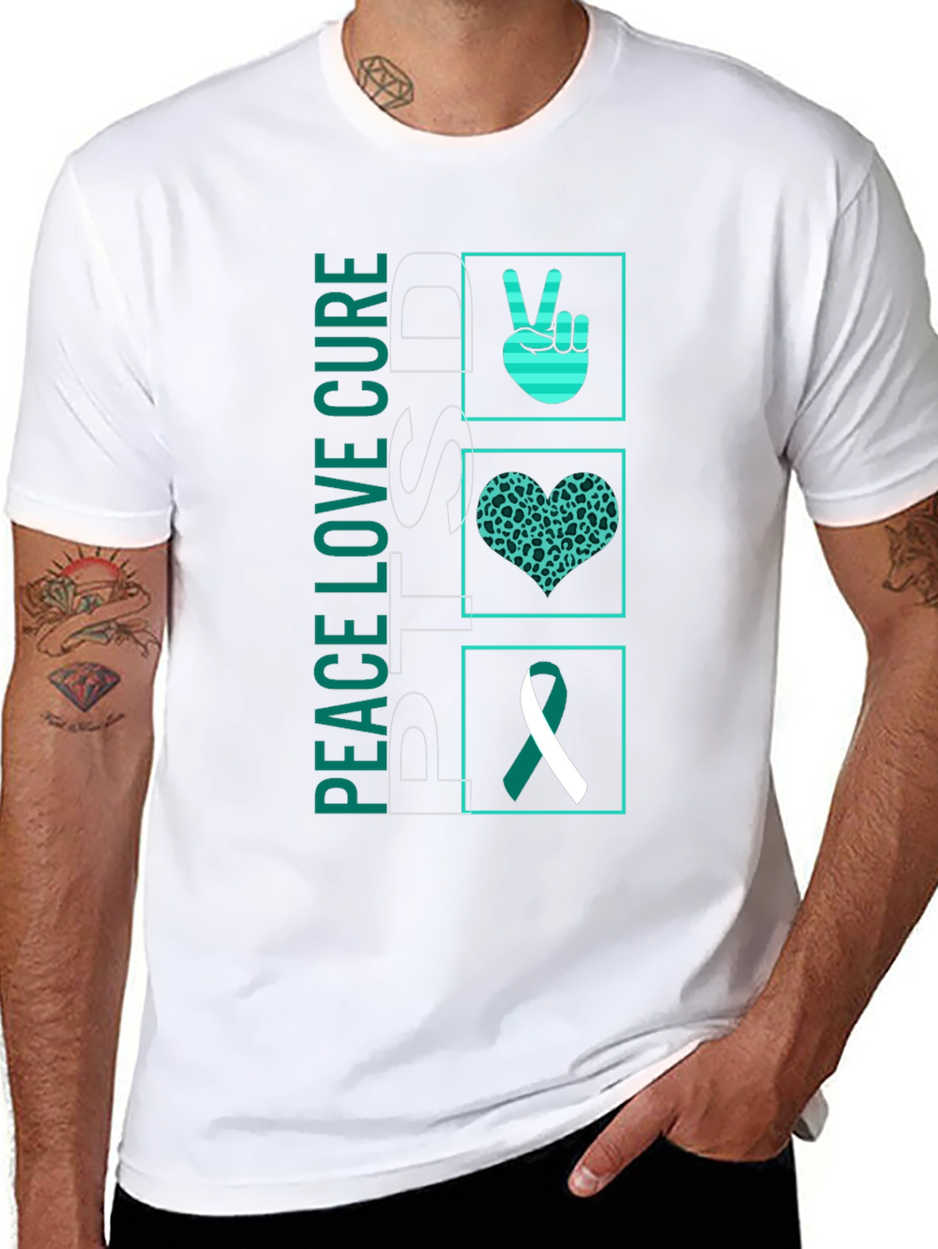 Peace Love Cure PTSD Awareness T-Shirt