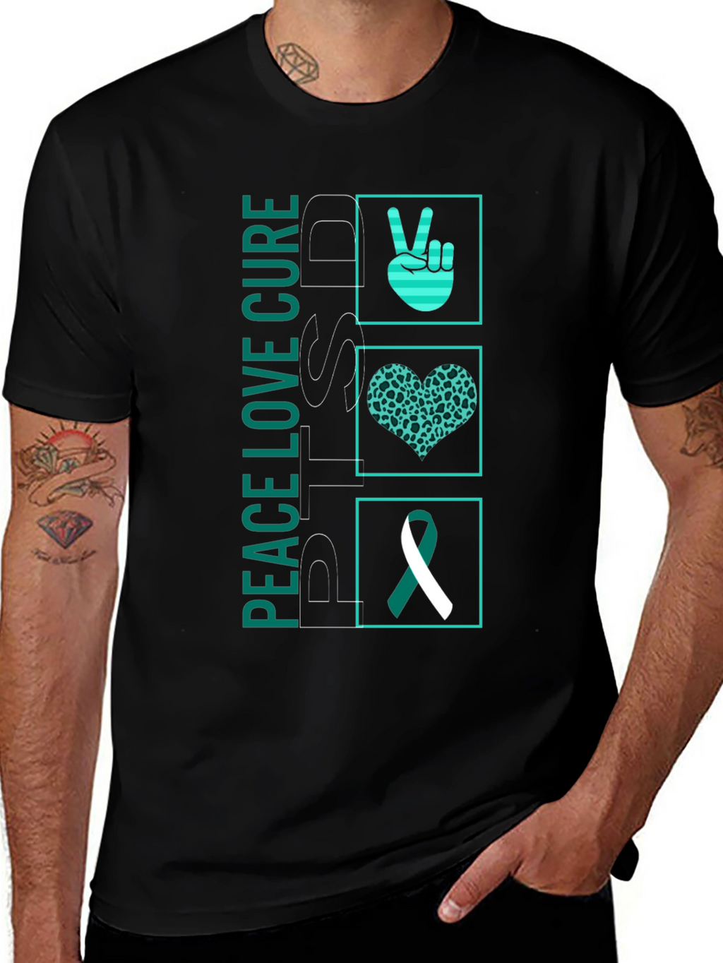 Peace Love Cure PTSD Awareness T-Shirt
