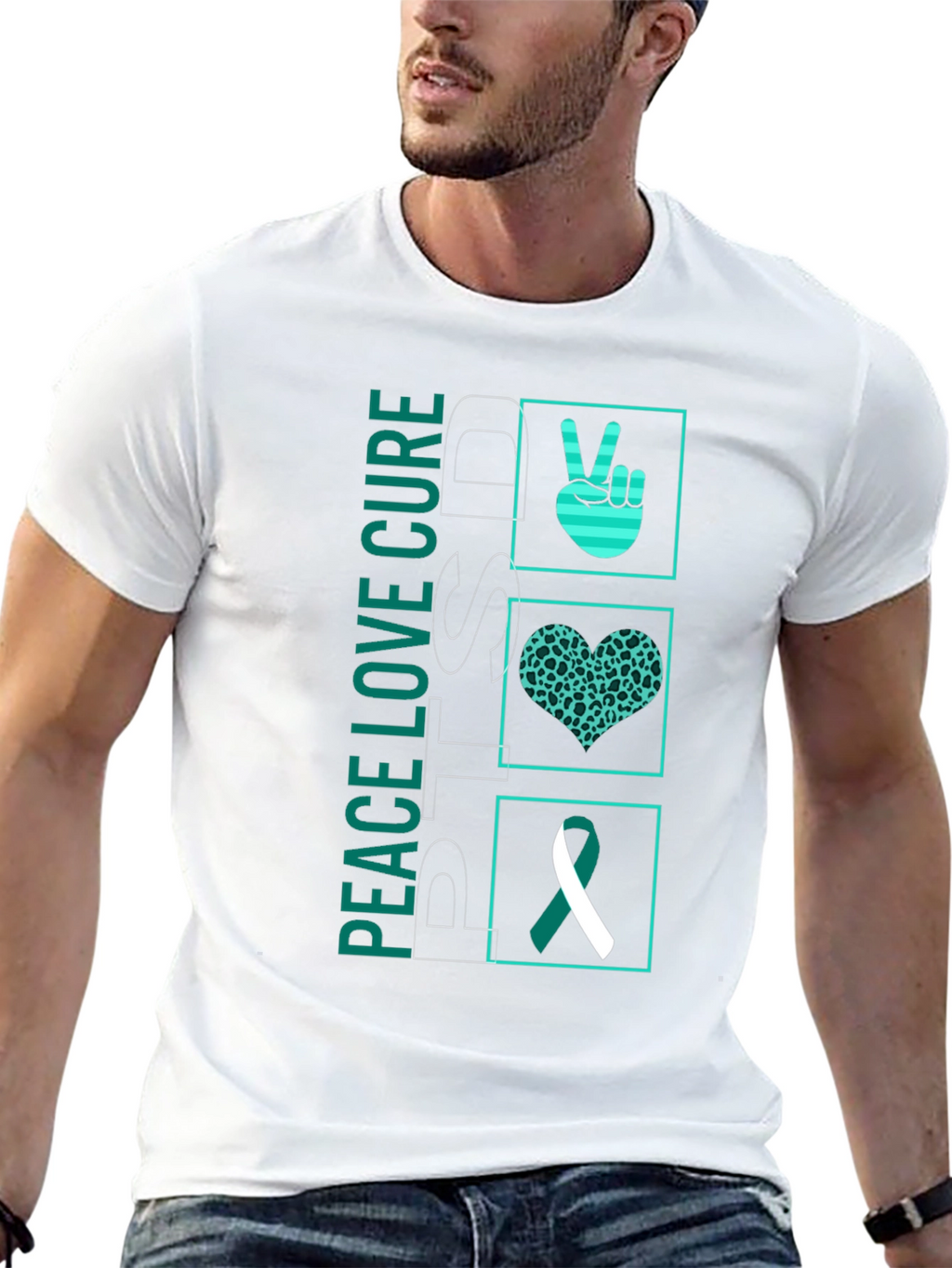 Peace Love Cure PTSD Awareness T-Shirt