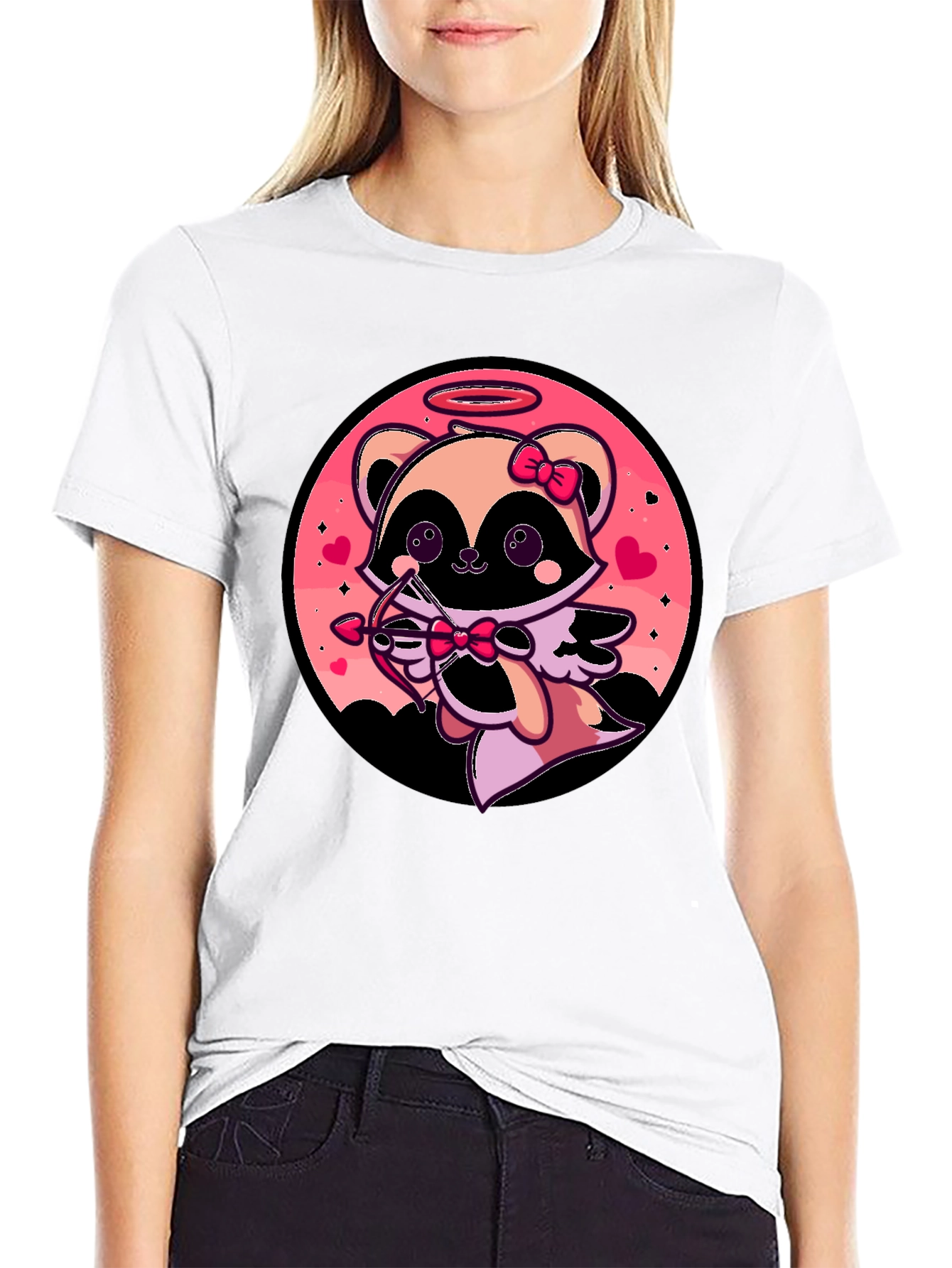 Cupid Raccoon Graphic T-Shirt - Valentines Day