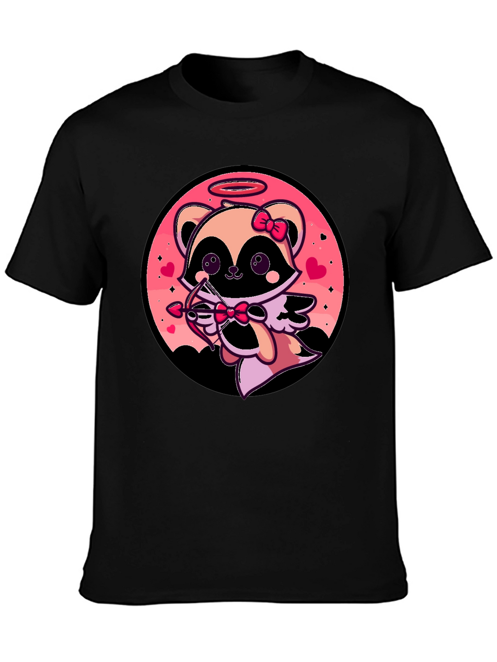 Cupid Raccoon Graphic T-Shirt - Valentines Day