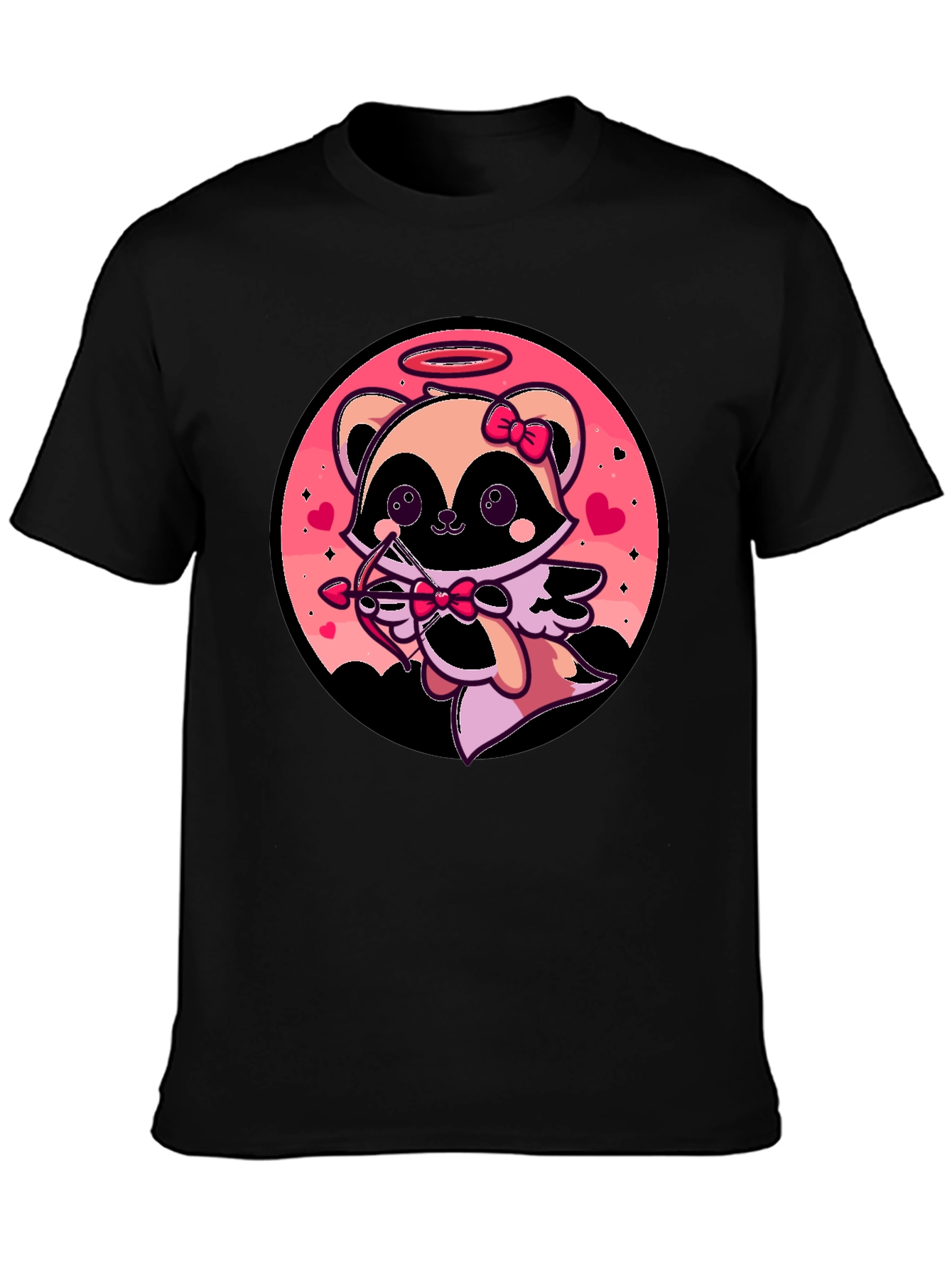Cupid Raccoon Graphic T-Shirt - Valentines Day