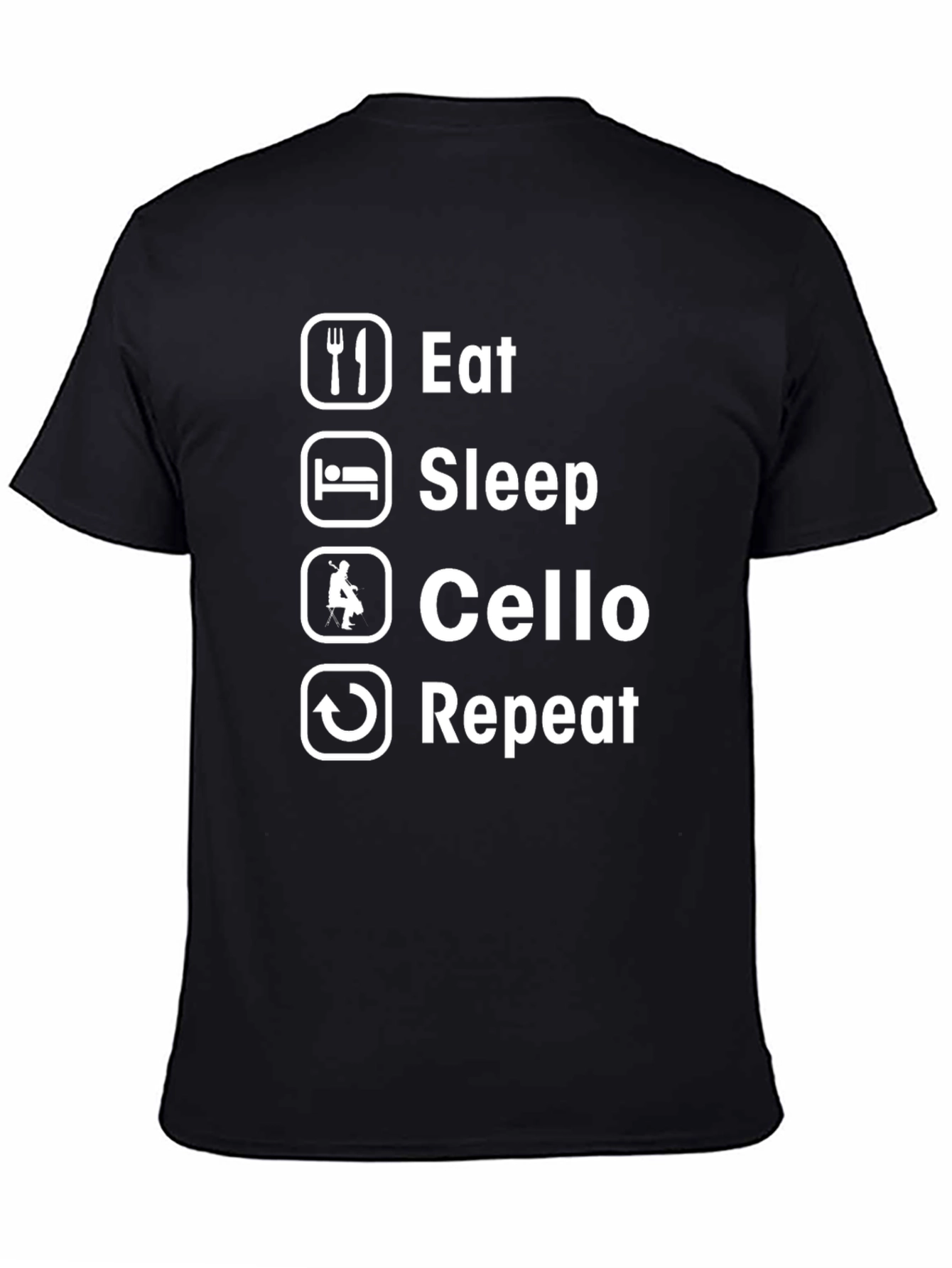 Eat Sleep Cello Repeat Black T-Shirt