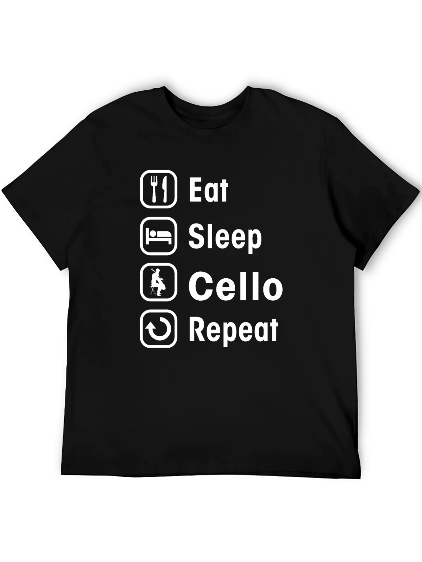 Eat Sleep Cello Repeat Black T-Shirt