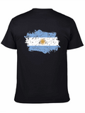 Argentina Flag Distressed Black T-Shirt