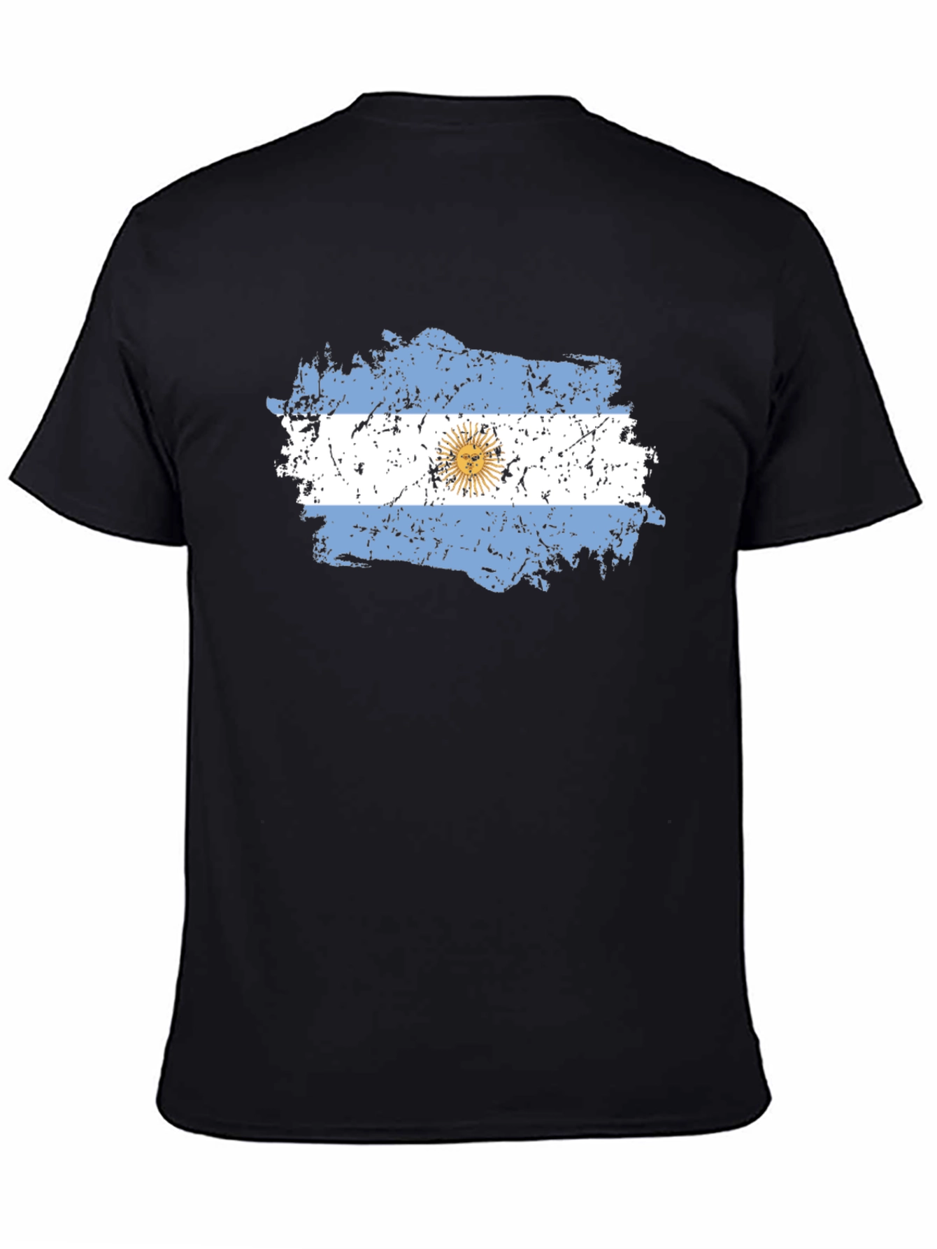 Argentina Flag Distressed Black T-Shirt