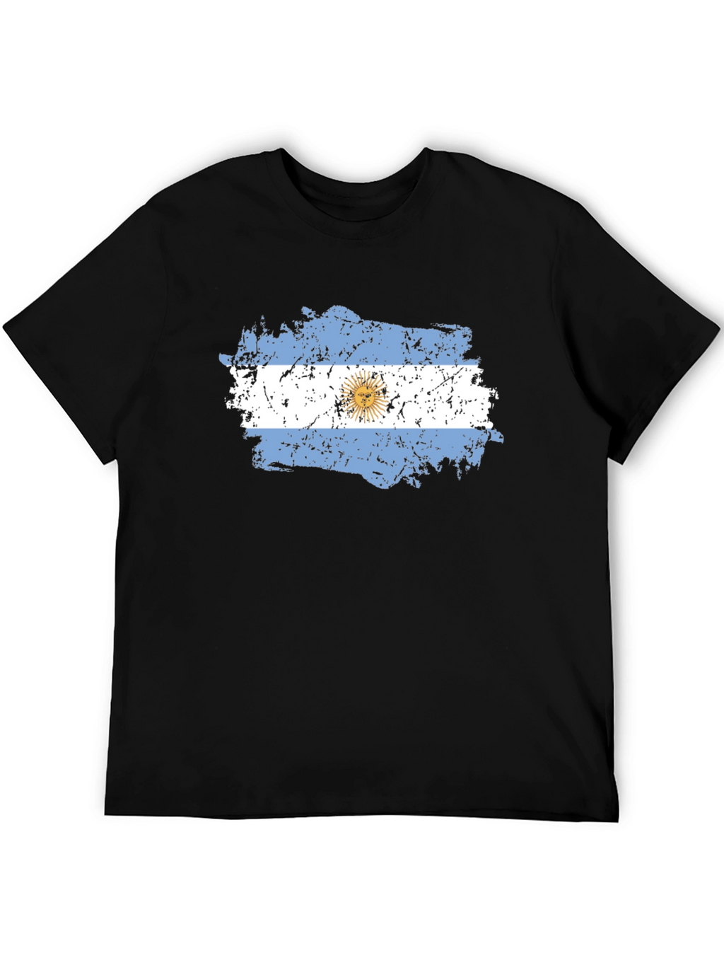 Argentina Flag Distressed Black T-Shirt