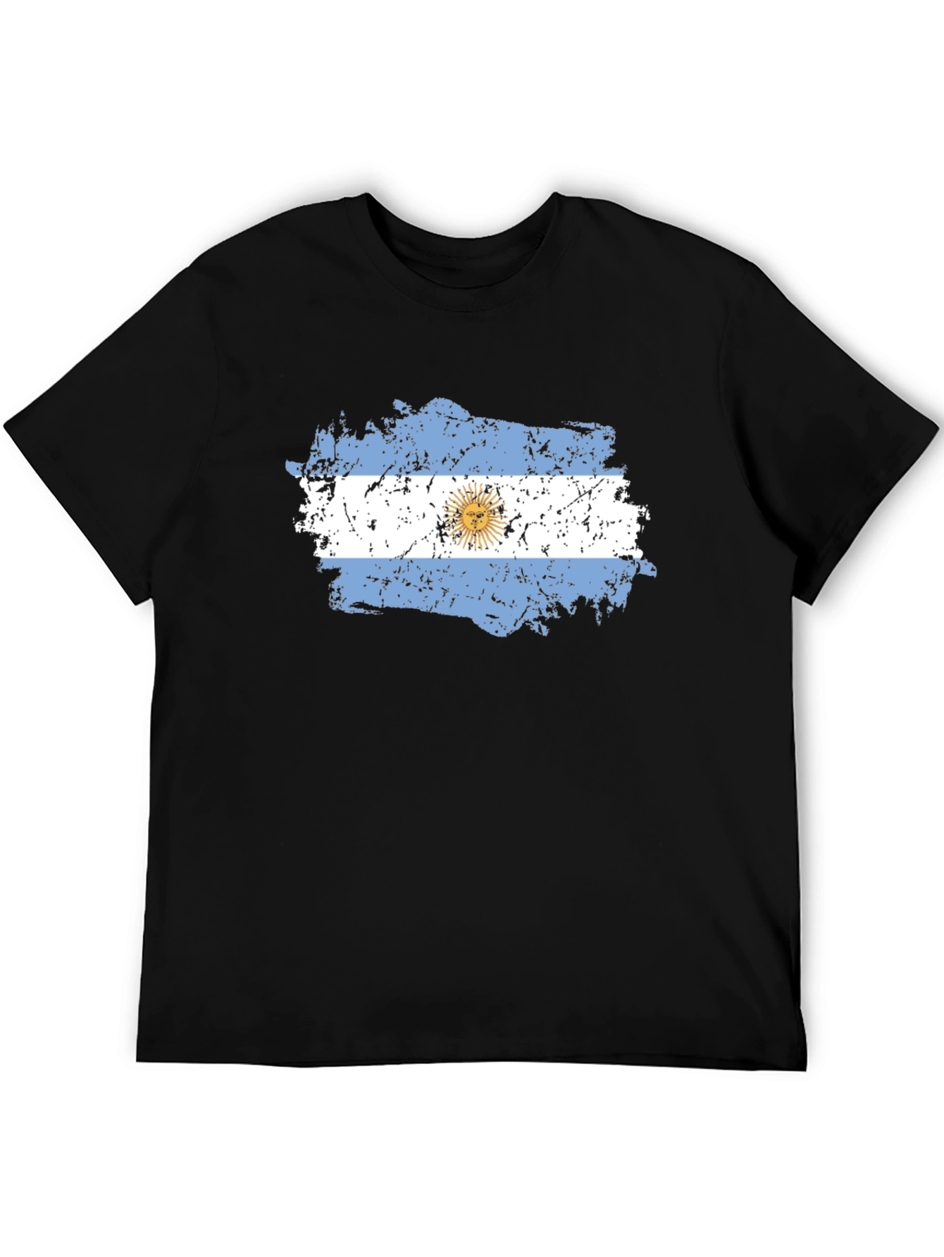 Argentina Flag Distressed Black T-Shirt