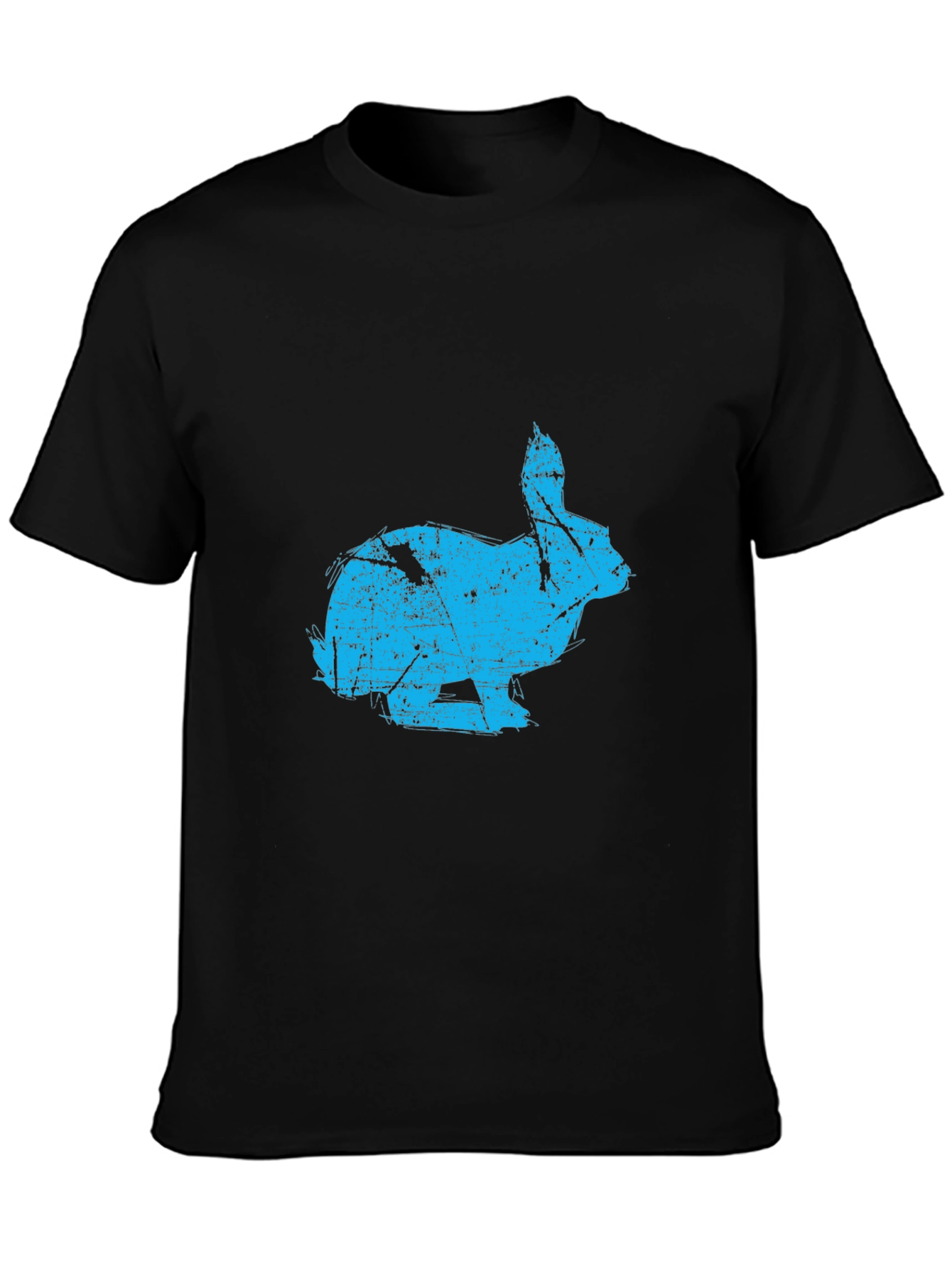 Distressed Rabbit Graphic Black T-Shirt