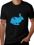 Distressed Rabbit Graphic Black T-Shirt