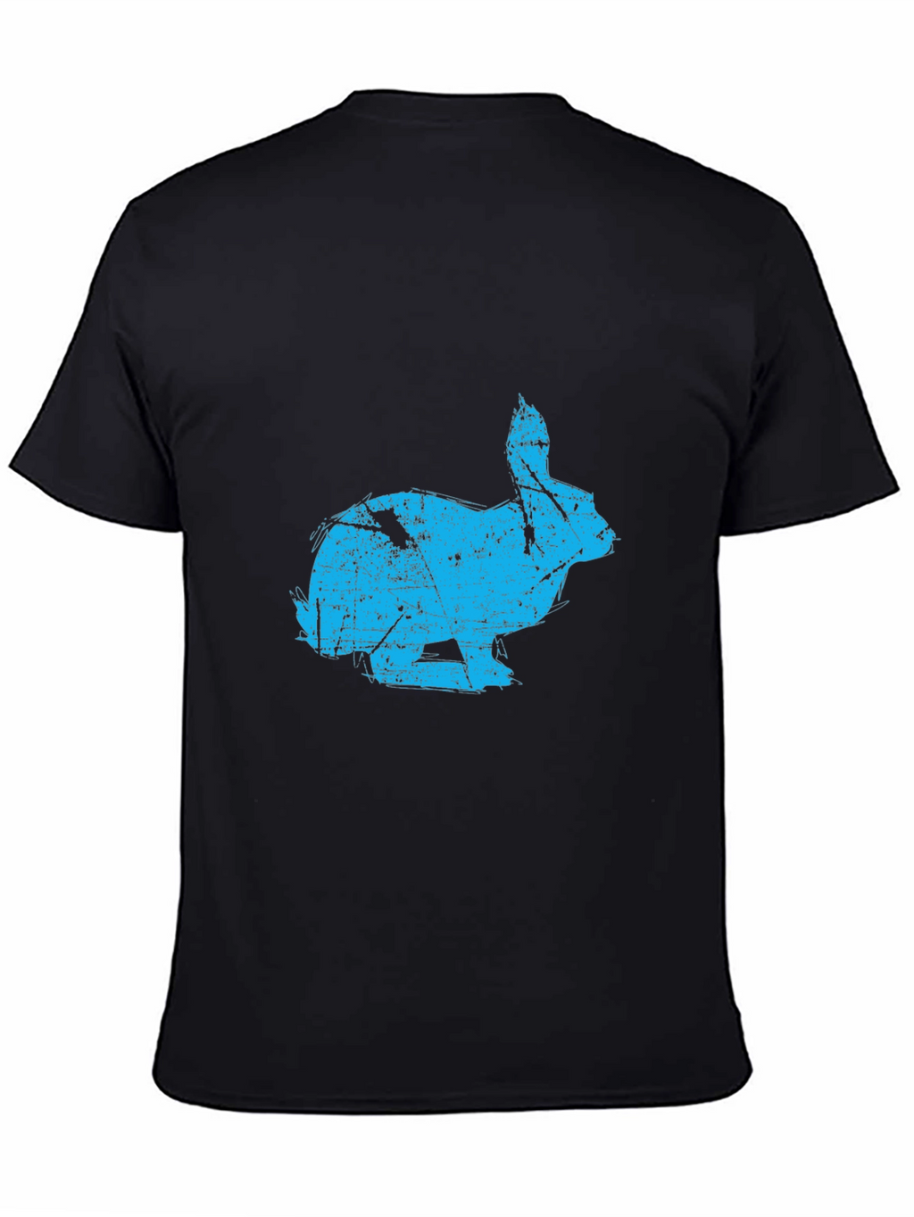 Distressed Rabbit Graphic Black T-Shirt
