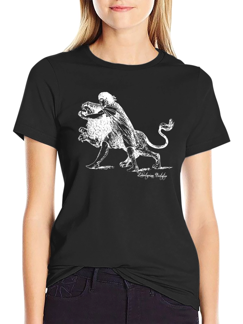 Libertarian T-Shirt: Man Riding Lion Graphic Tee