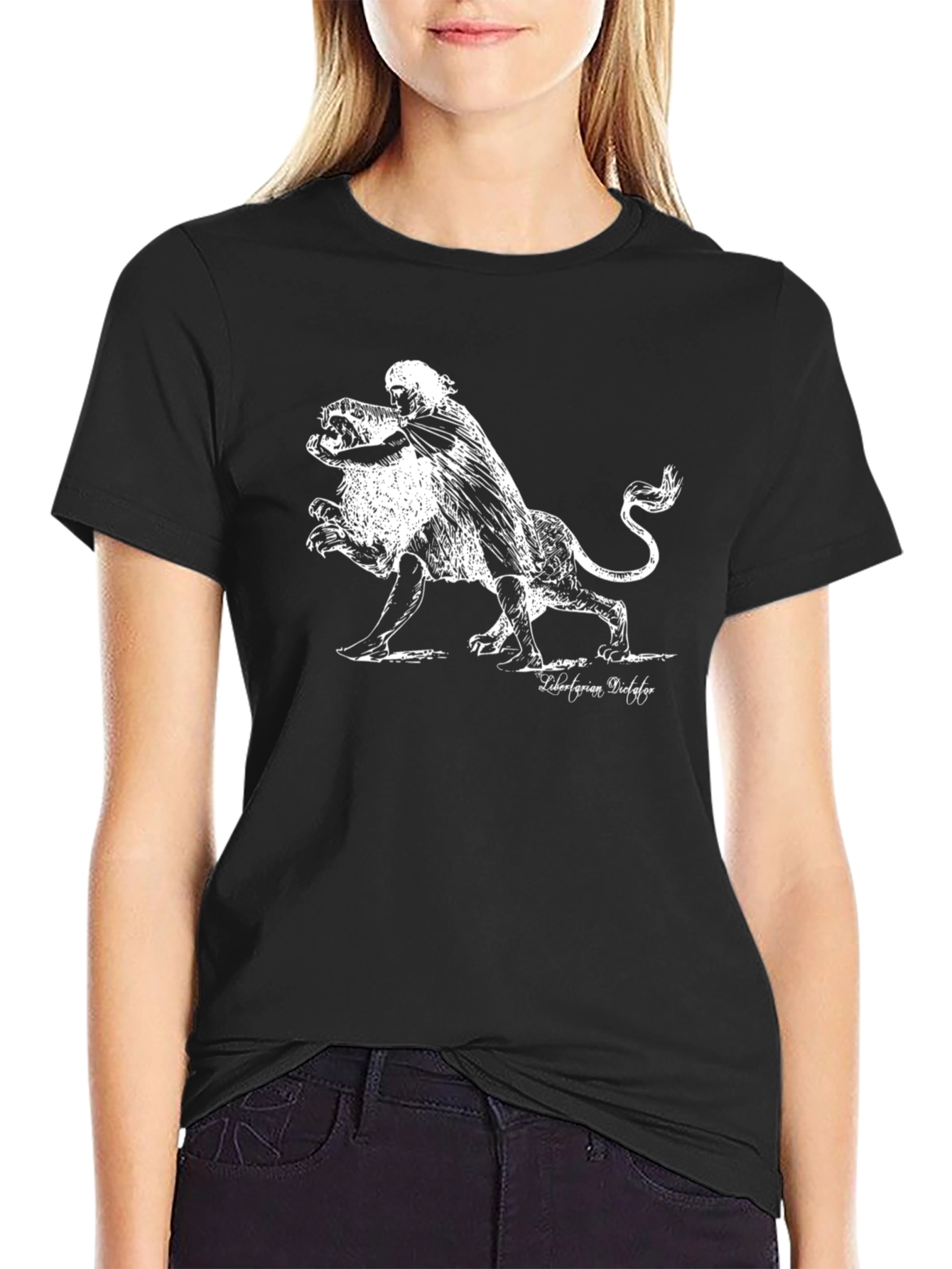 Libertarian T-Shirt: Man Riding Lion Graphic Tee