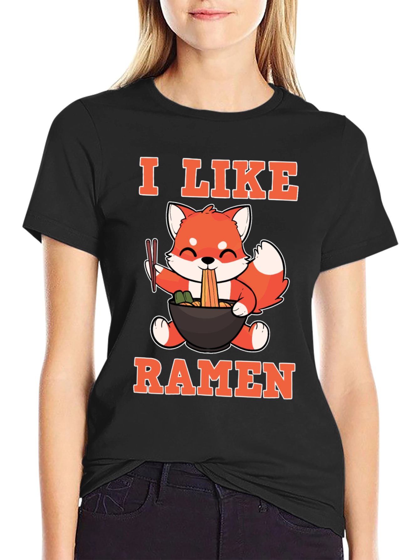 I Like Ramen Fox T-Shirt - Cute Anime Foodie Tee