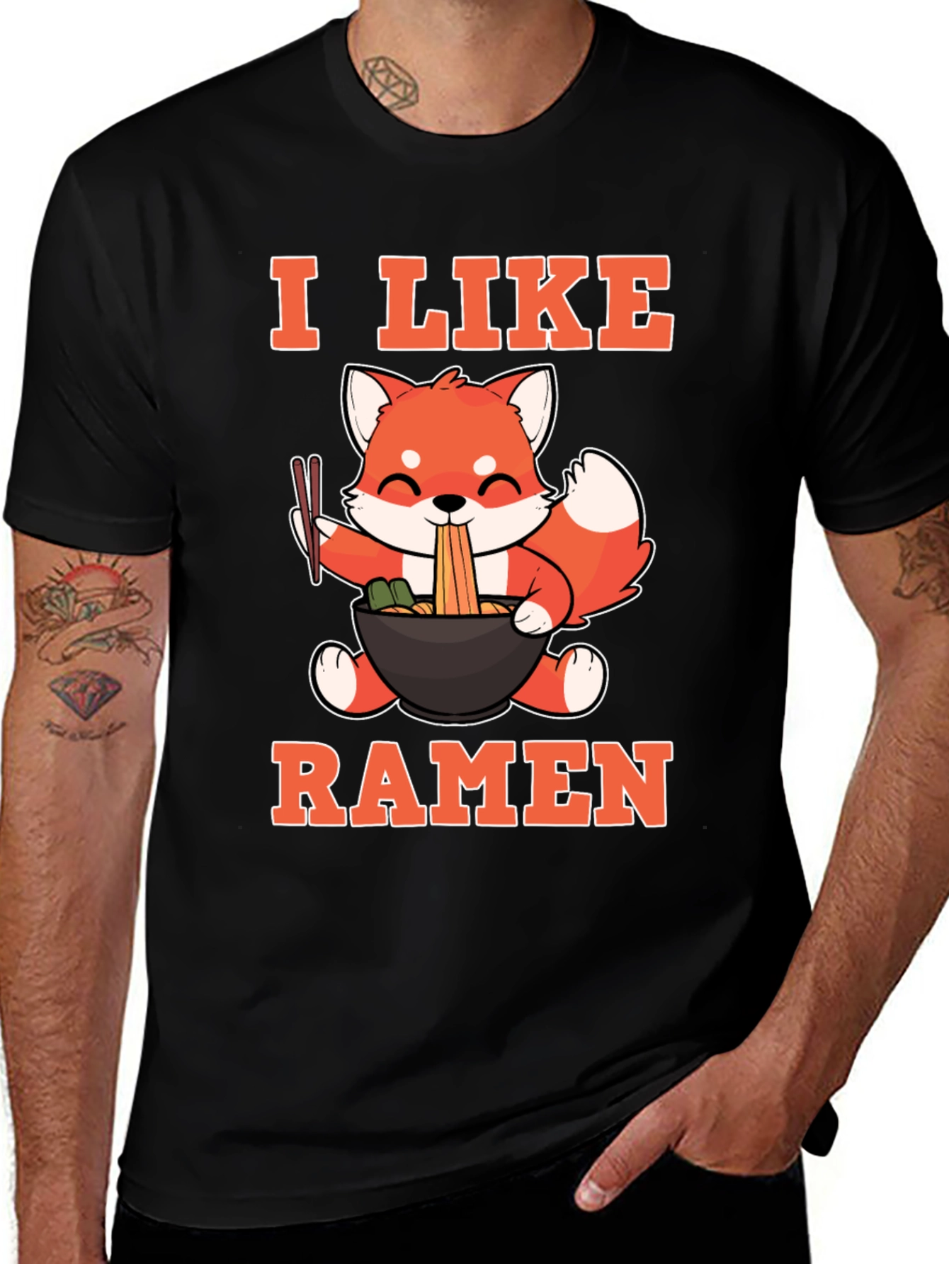 I Like Ramen Fox T-Shirt - Cute Anime Foodie Tee