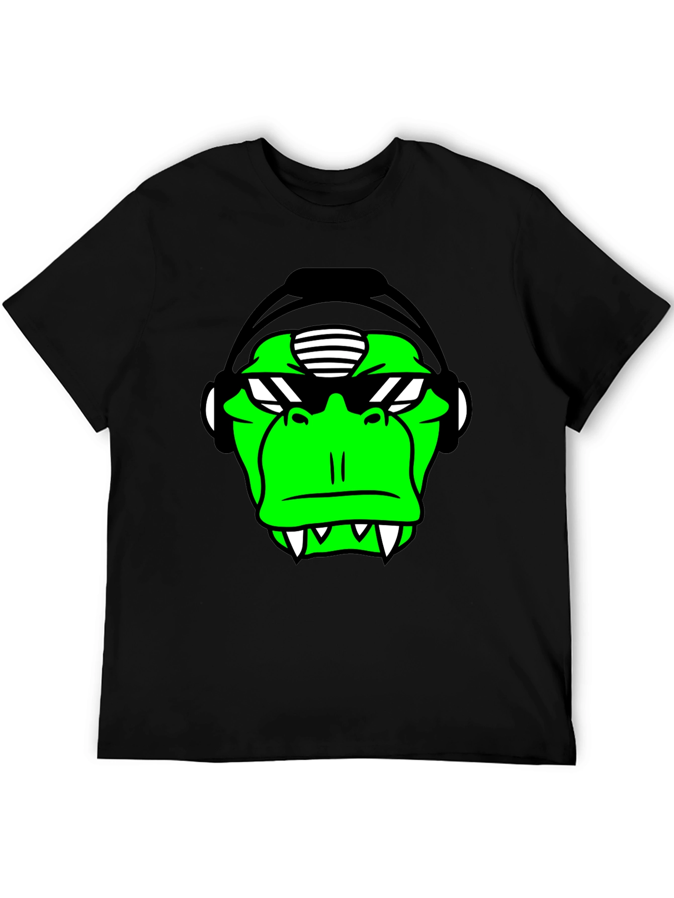 Green Monkey DJ Graphic Tee - Black