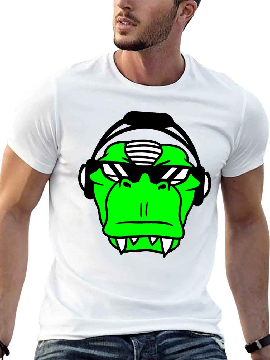 Green Monkey DJ Graphic Tee - Black