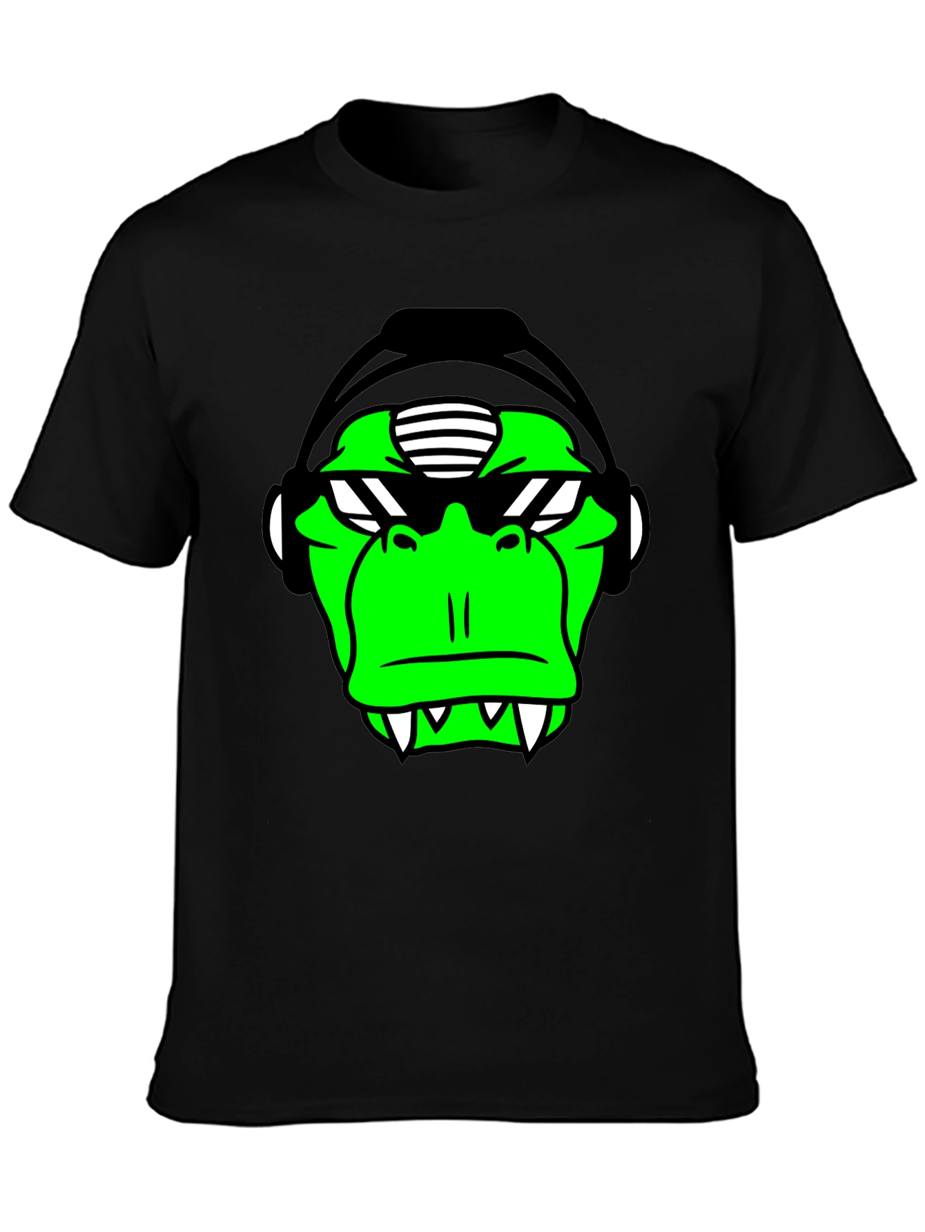 Green Monkey DJ Graphic Tee - Black