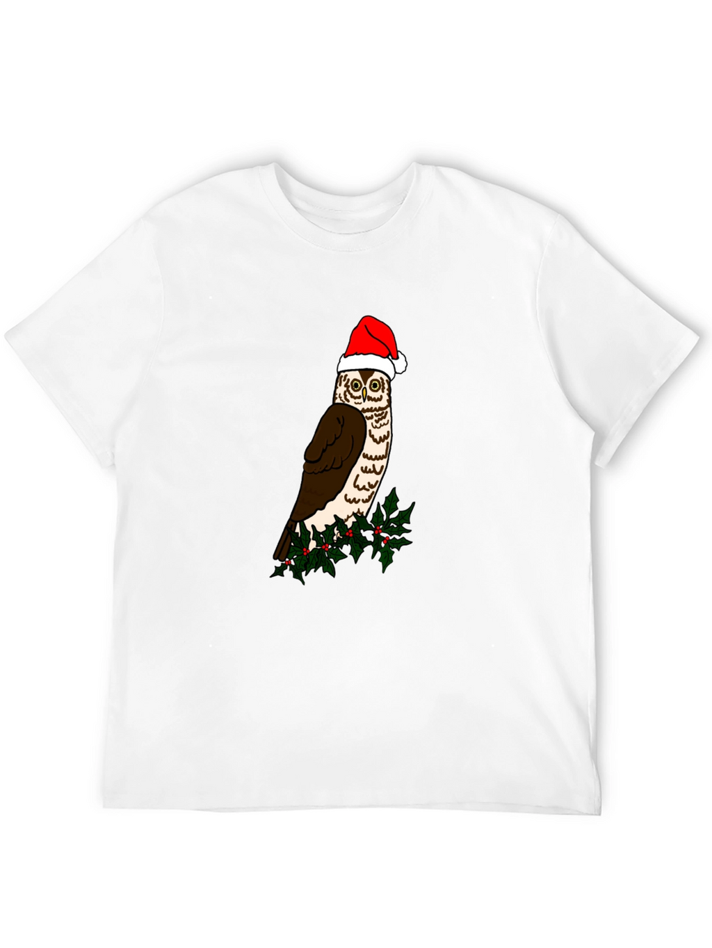 Festive Owl Graphic Tee - Holiday Cheer