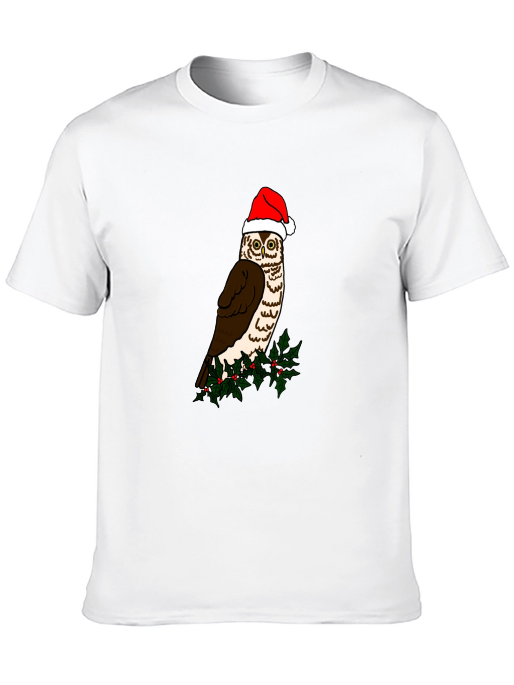 Festive Owl Graphic Tee - Holiday Cheer