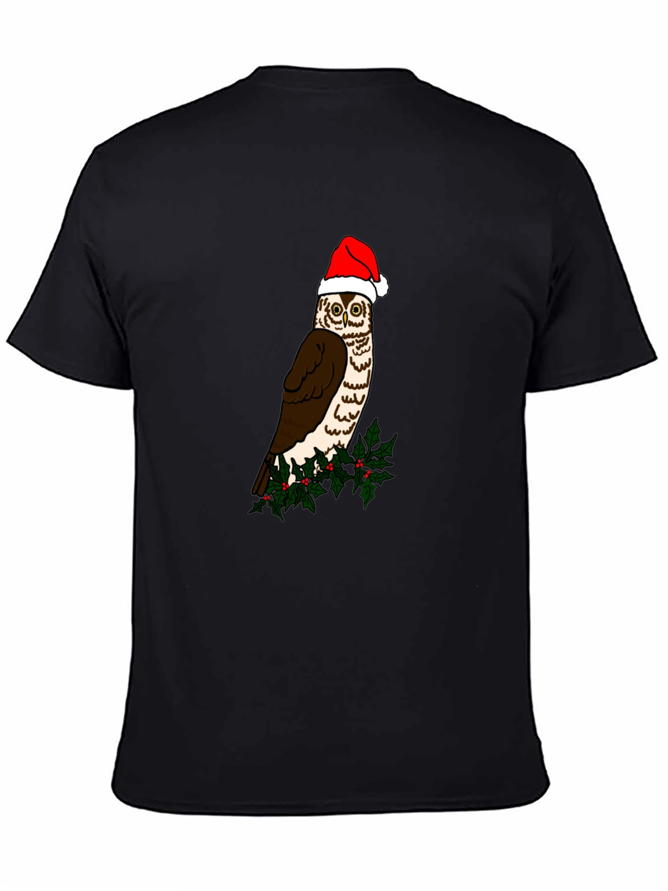 Festive Owl Graphic Tee - Holiday Cheer