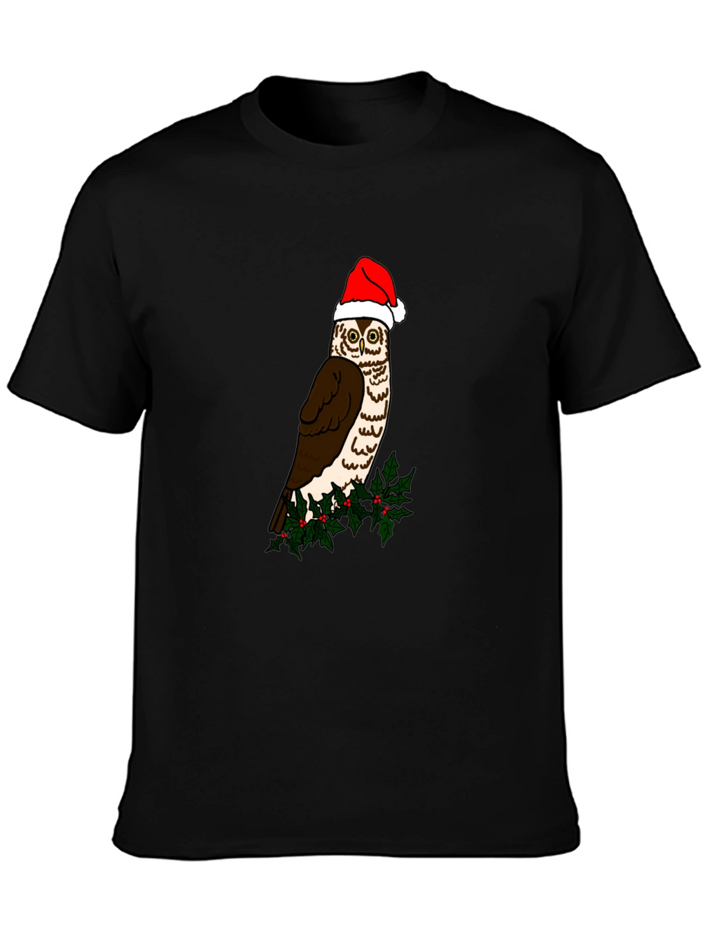 Festive Owl Graphic Tee - Holiday Cheer