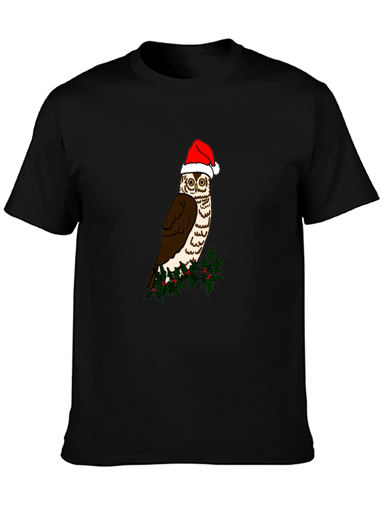 Festive Owl Graphic Tee - Holiday Cheer