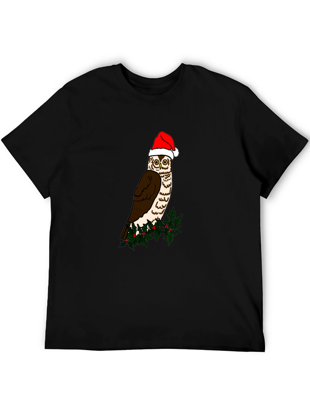 Festive Owl Graphic Tee - Holiday Cheer