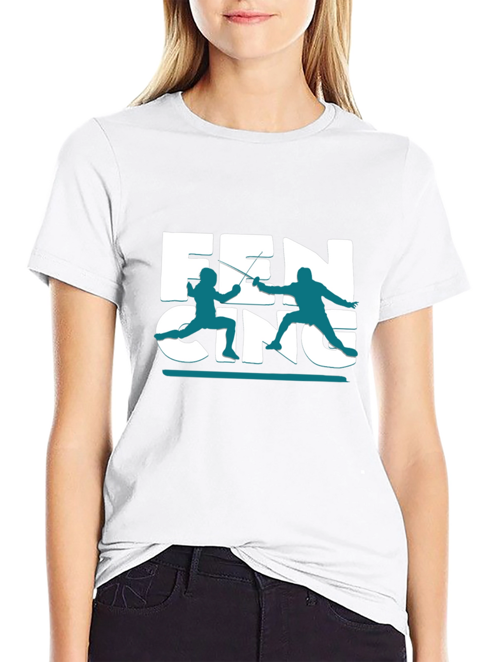 Fencing Silhouette Graphic Tee - Black