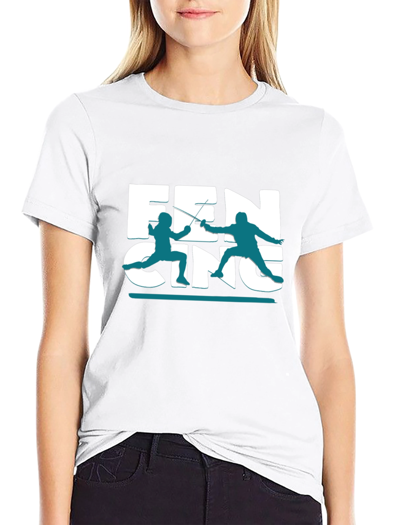 Fencing Silhouette Graphic Tee - Black