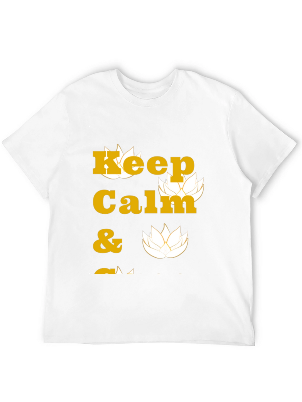 Keep Calm Black T-Shirt with Lotus Design