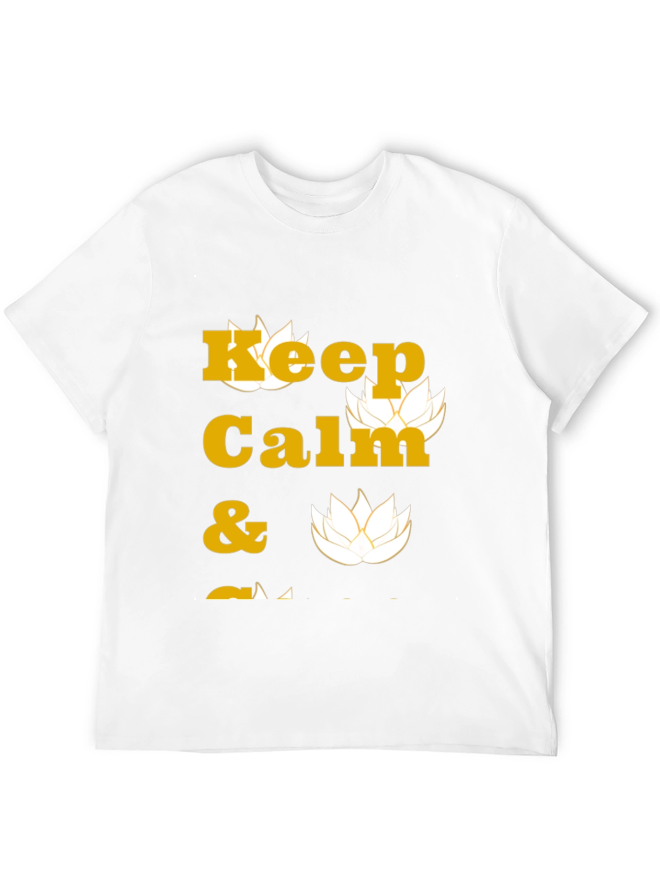 Keep Calm Black T-Shirt with Lotus Design