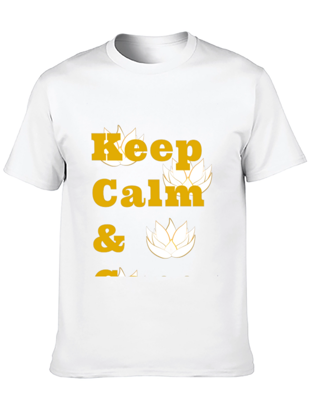 Keep Calm Black T-Shirt with Lotus Design