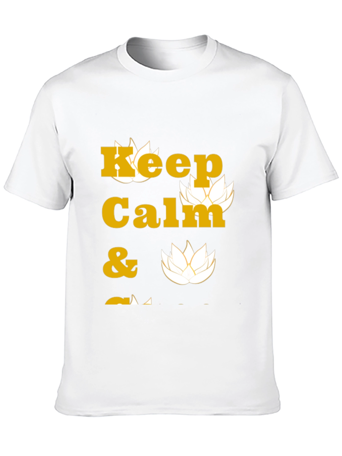 Keep Calm Black T-Shirt with Lotus Design