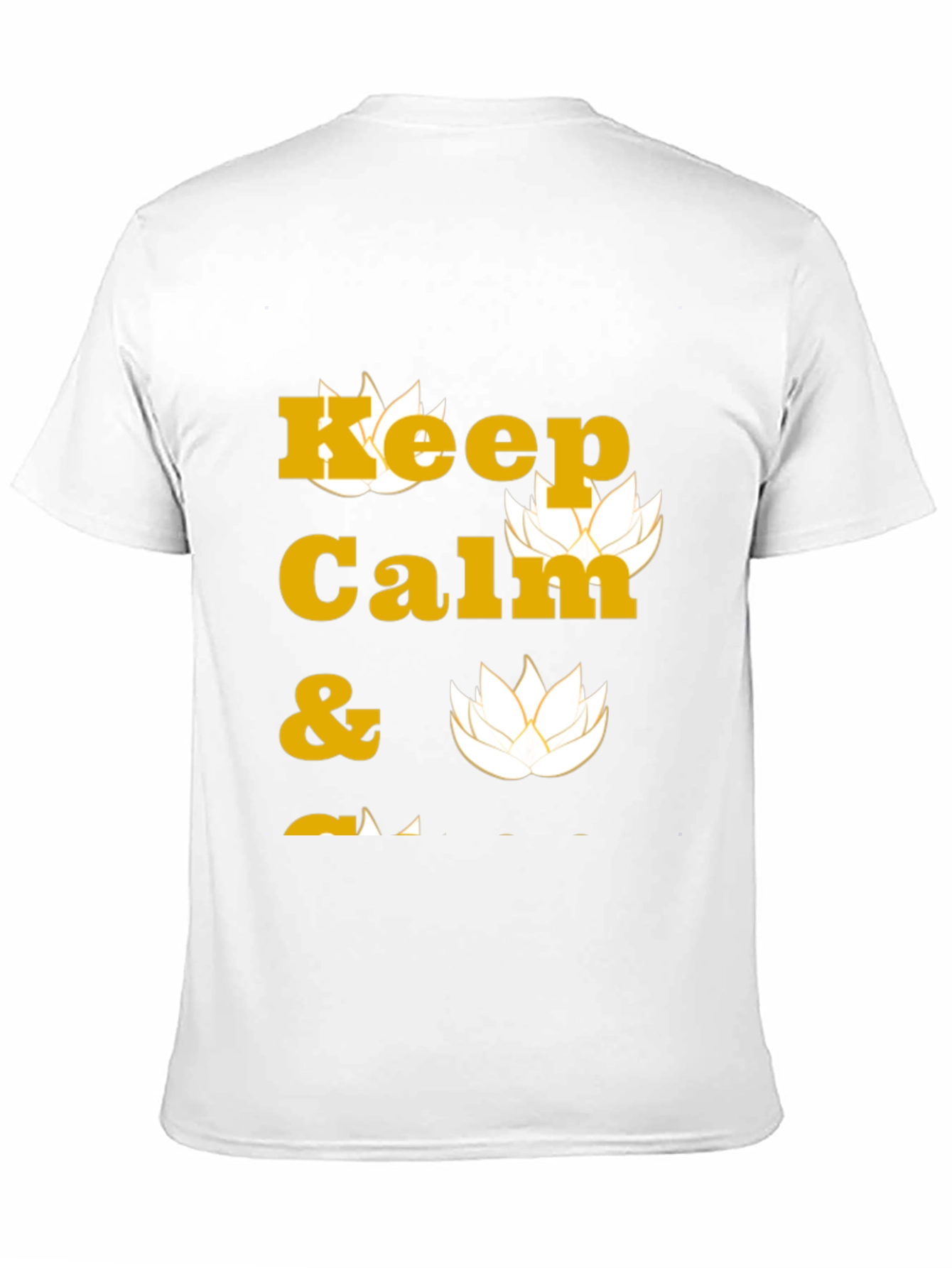 Keep Calm Black T-Shirt with Lotus Design
