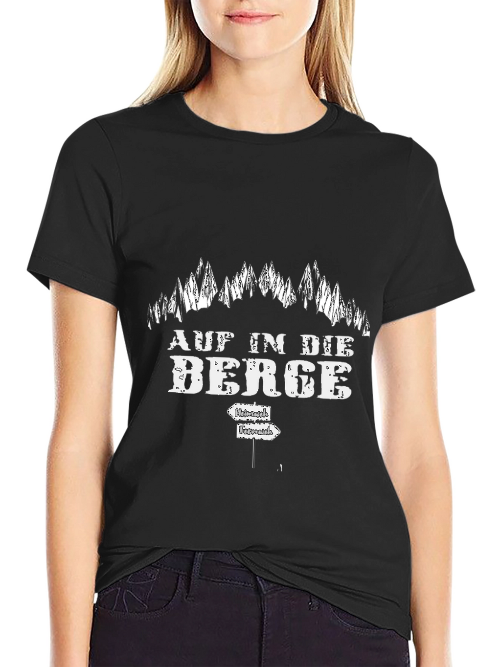 Mens Black Auf in die Berge T-Shirt