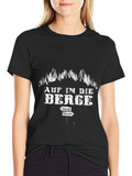 Mens Black Auf in die Berge T-Shirt