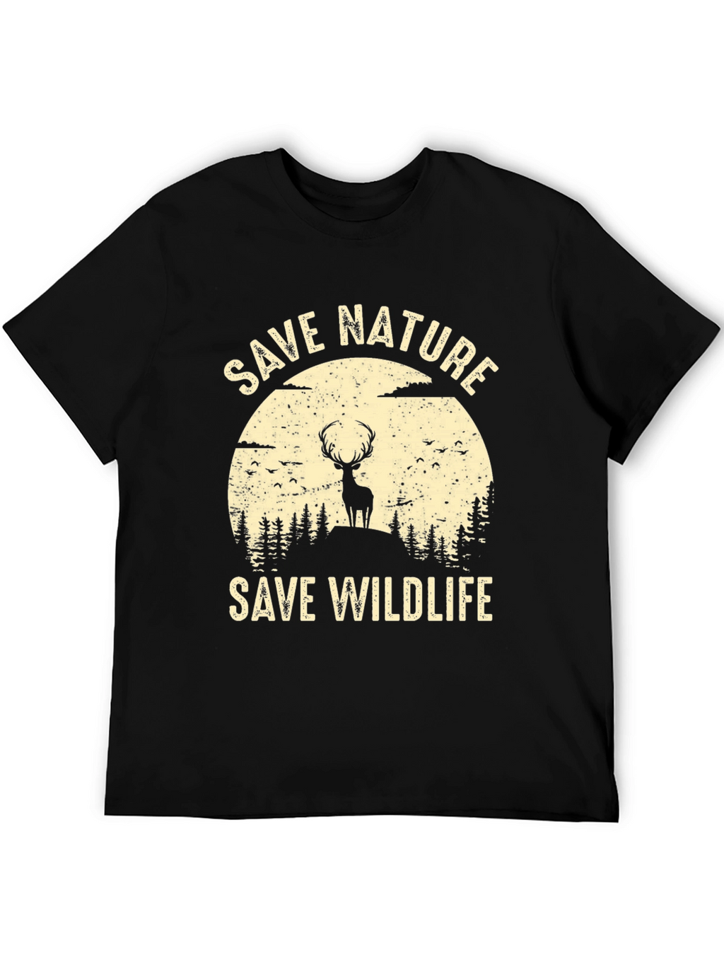 Save Nature Save Wildlife Graphic Tee - Black