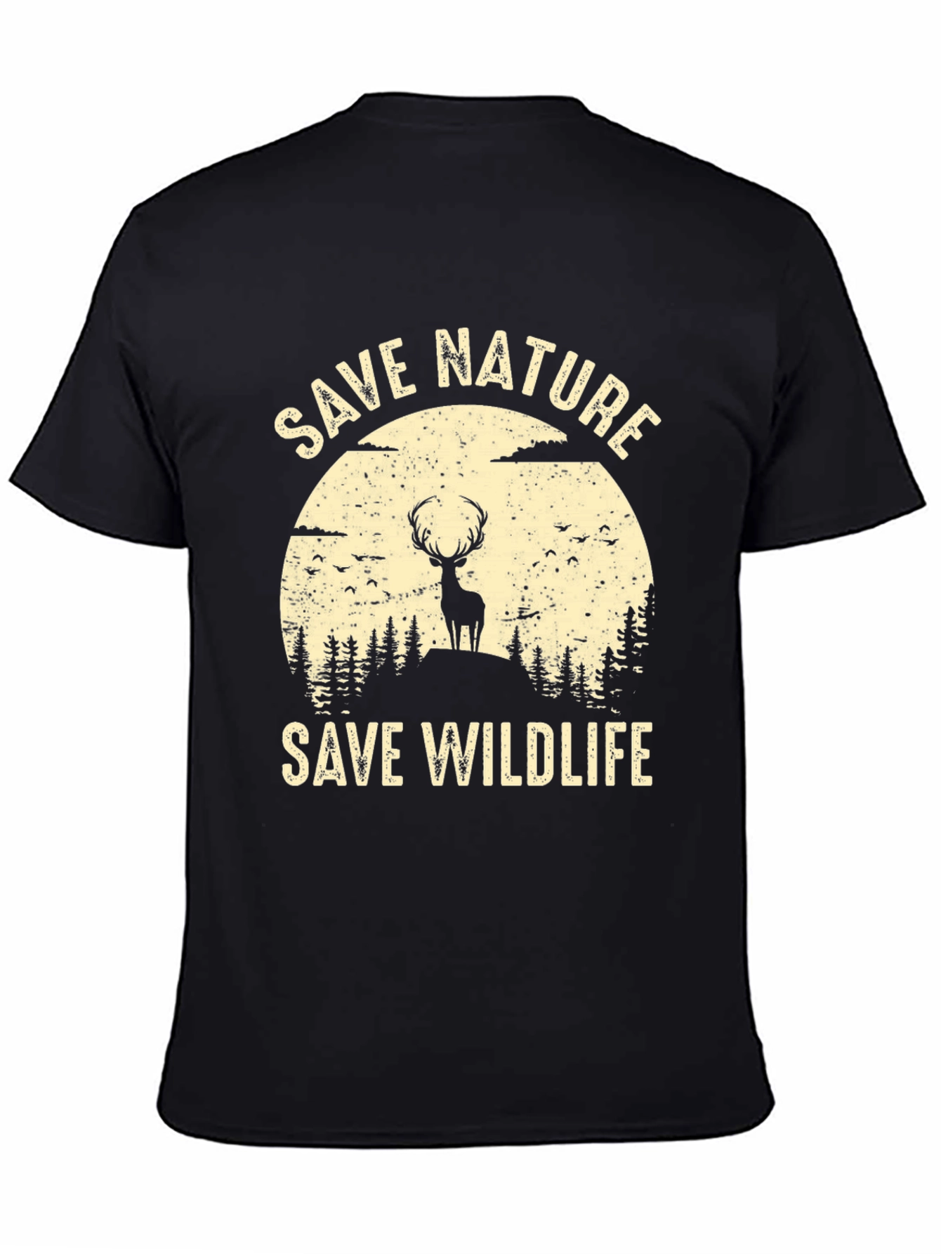 Save Nature Save Wildlife Graphic Tee - Black