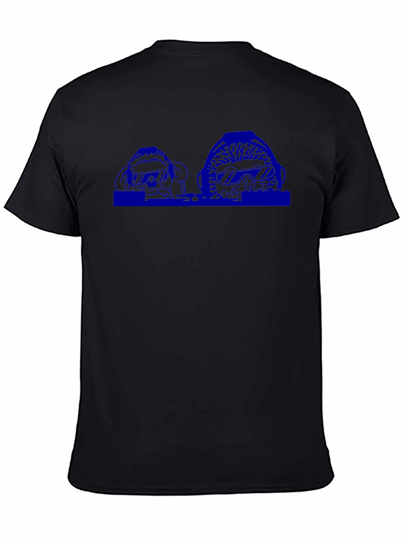 Mens Black T-Shirt with Blue Graphic Print