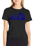 Mens Black T-Shirt with Blue Graphic Print