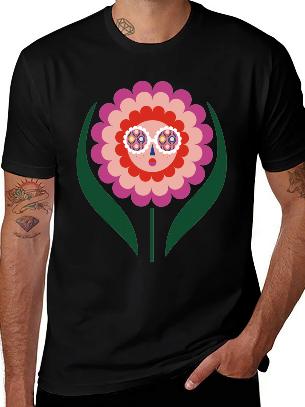 Groovy Flower Graphic Tee - Retro Floral Design