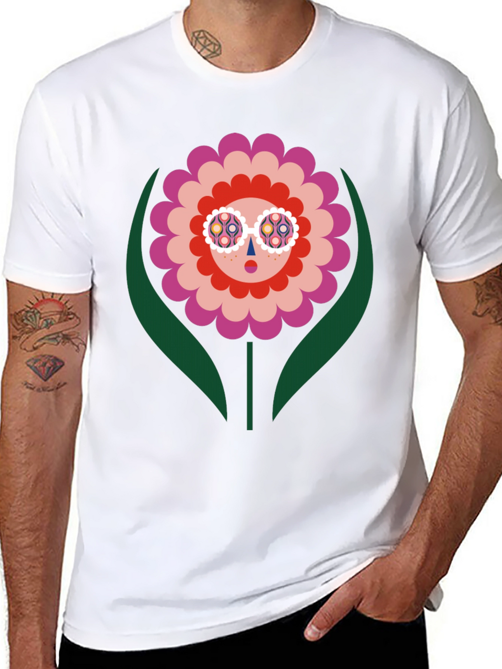 Groovy Flower Graphic Tee - Retro Floral Design