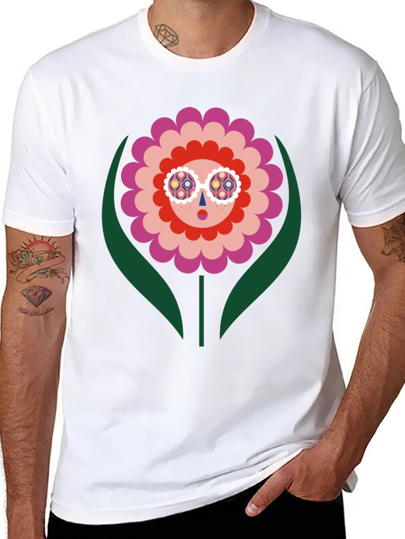 Groovy Flower Graphic Tee - Retro Floral Design