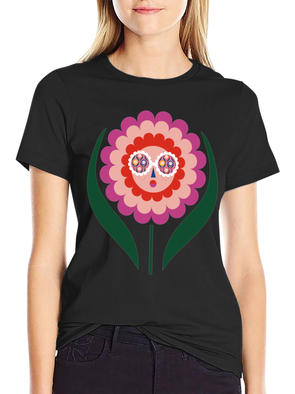 Groovy Flower Graphic Tee - Retro Floral Design