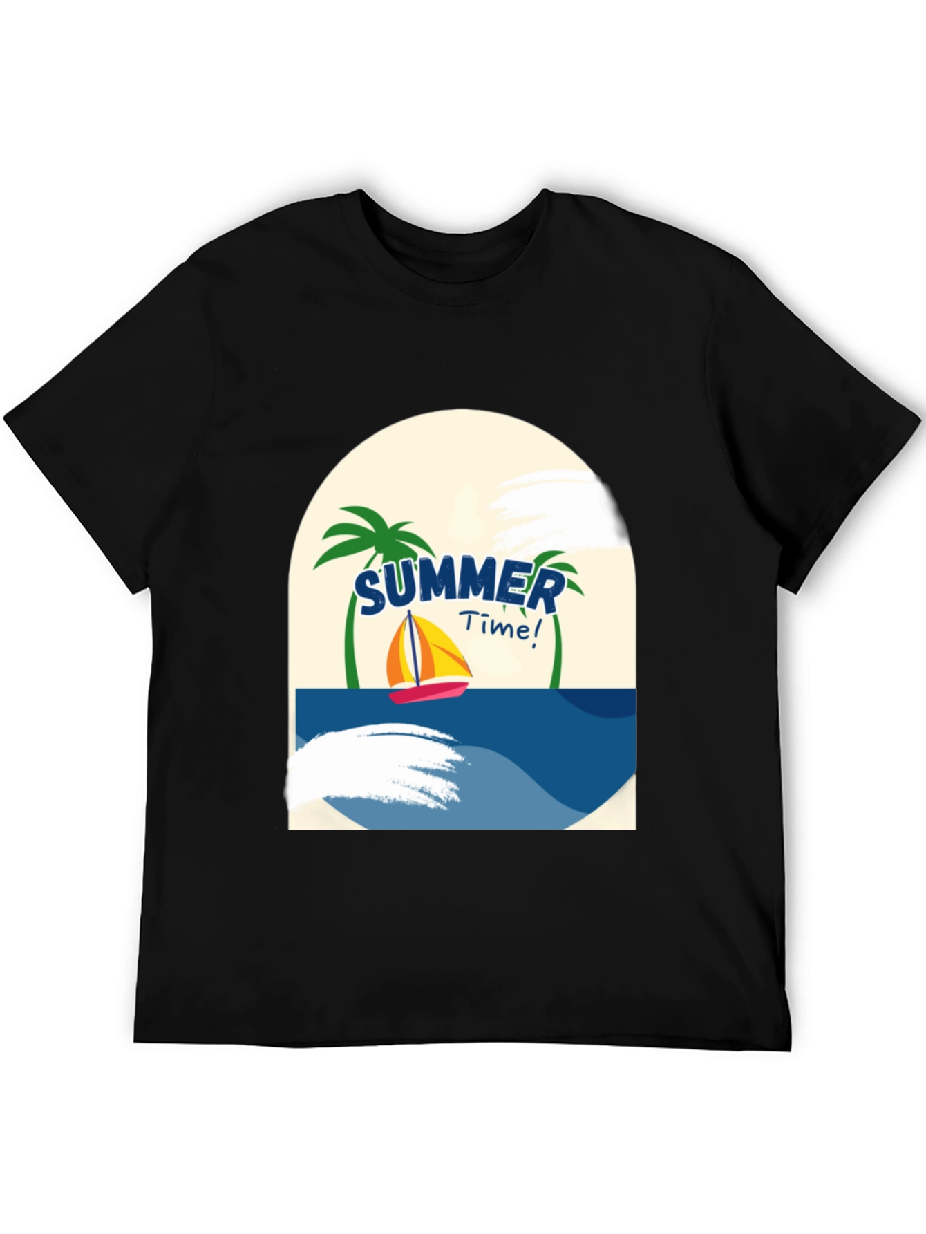 Summer Time Graphic T-Shirt - Tropical Sailboat Design