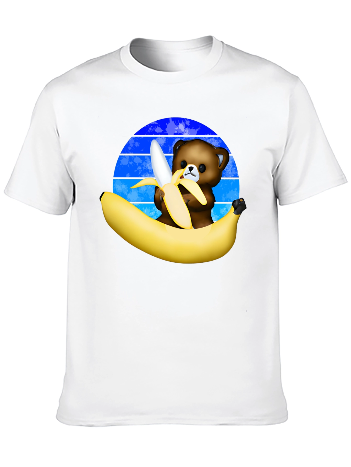 Funny Bear Eating Banana Graphic T-Shirt