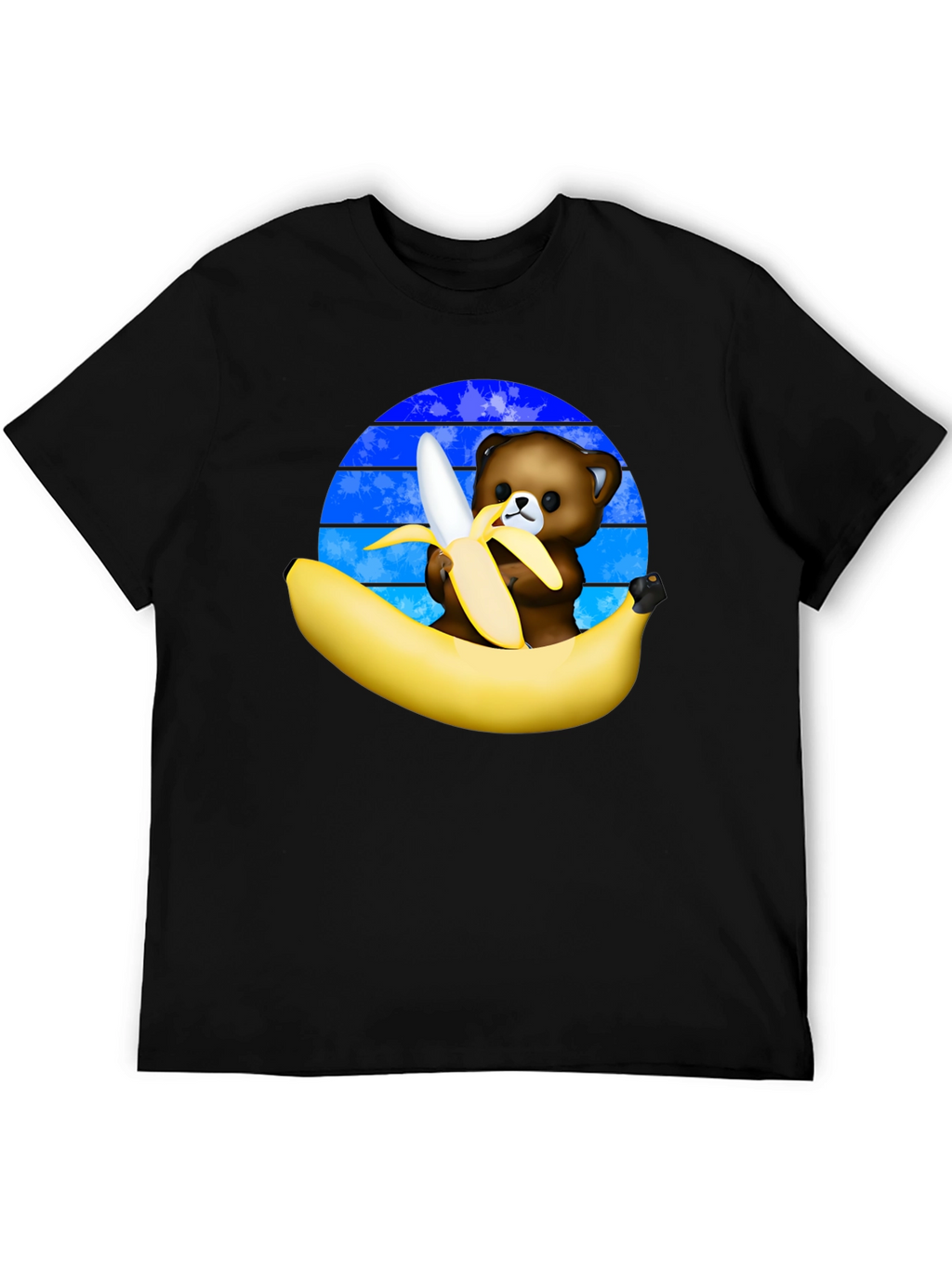 Funny Bear Eating Banana Graphic T-Shirt